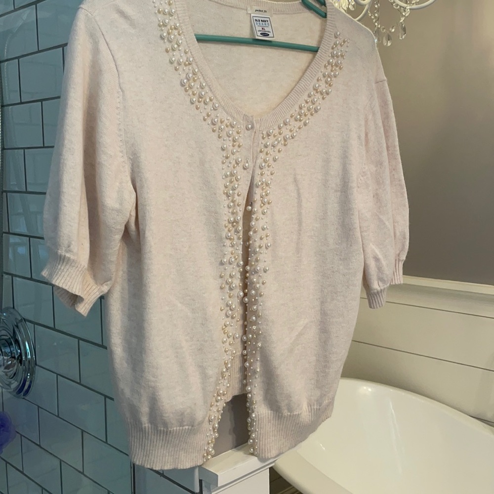 Old Navy Cardigan Faux Pearl Accents/Buttons XL